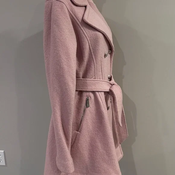 Guess Double Breasted Wool Blend Belted Pea Coat - Picture 6 of 15